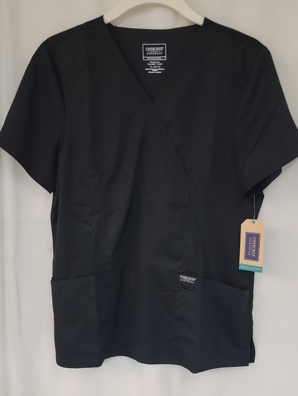 Cherokee Black V-Neck Medical Scrub Top